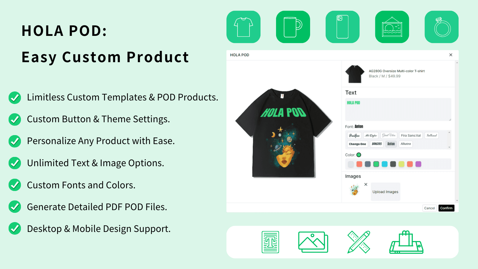 HOLA POD customization interface